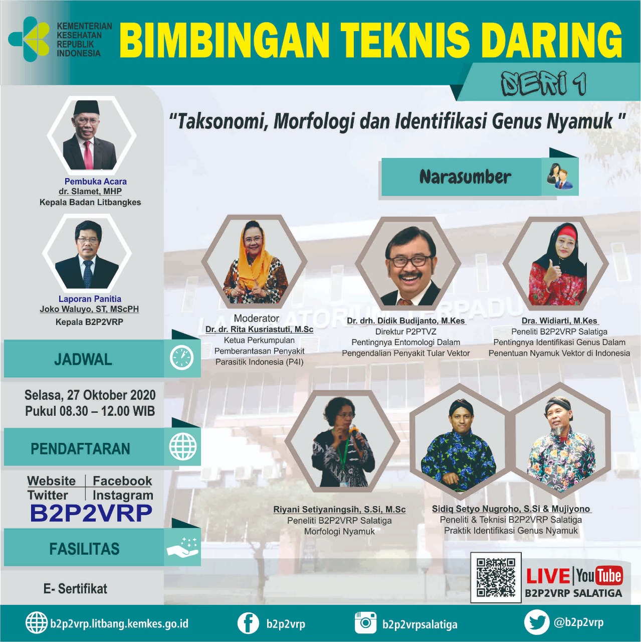 B2P2VRP Akan Selenggarakan Bimtek Seri 1 Taksonomi, Morfologi dan Identifikasi Genus Nyamuk